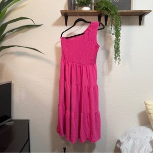 Hot pink one shoulder dress